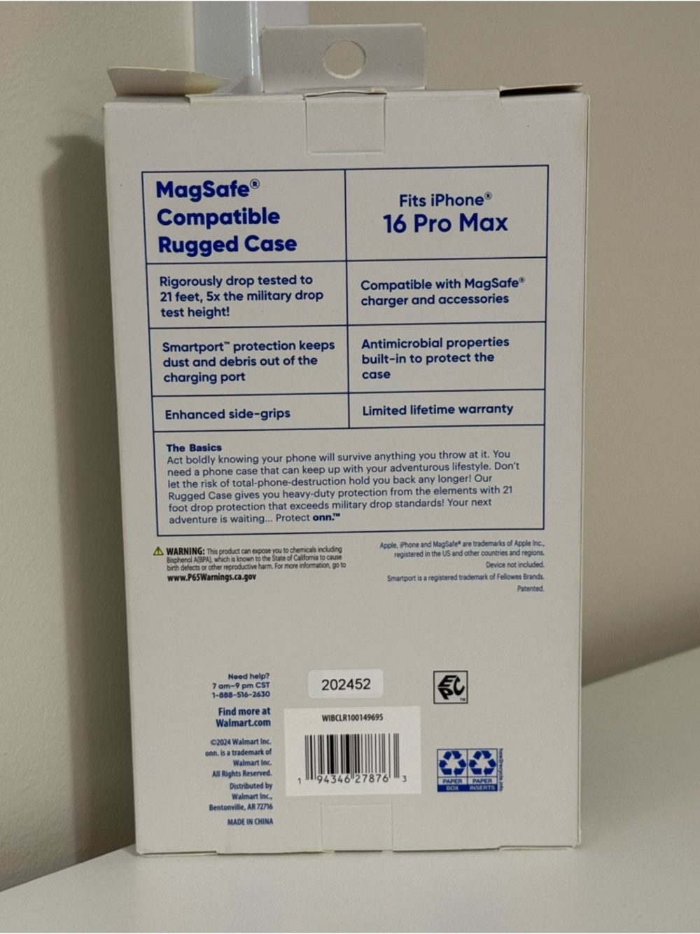 Protect Onn iPhone 16 Pro Max MagSafe Compatible Rugged Case 21' Drop Tested NIB - Picture 2 of 2